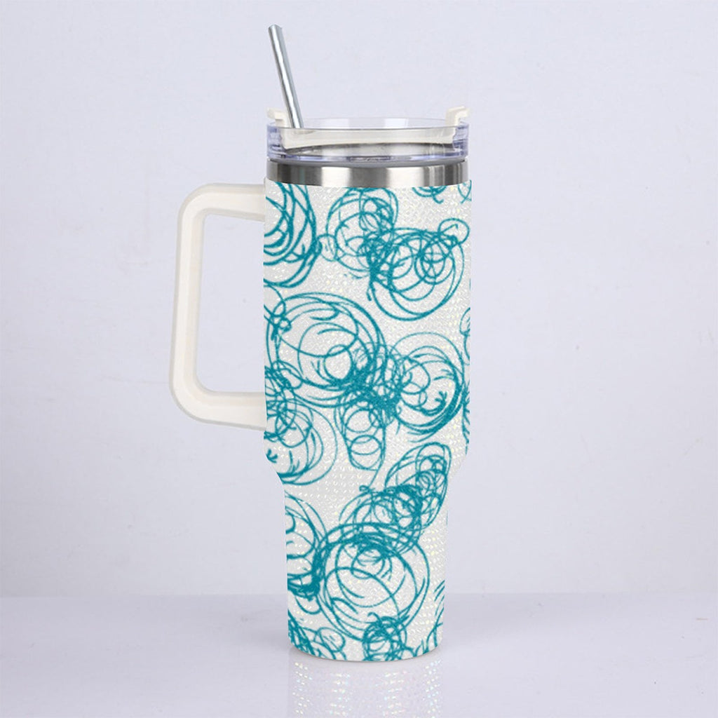 40oz Diamond Cup With Stainless Steel Straw