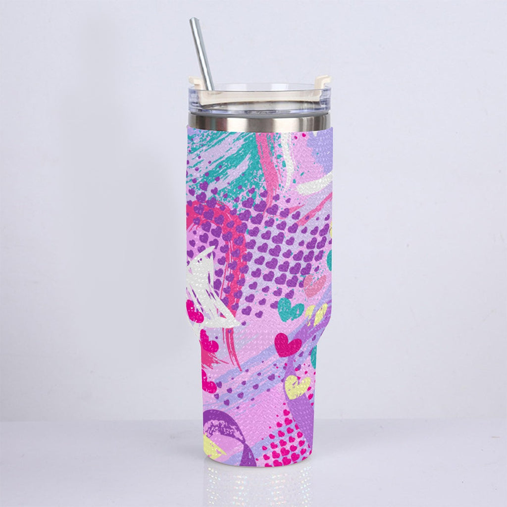 40oz Diamond Cup With Stainless Steel Straw