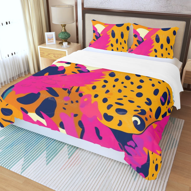 Colourful Leopard Spots Three Piece Duvet Bedding Set
