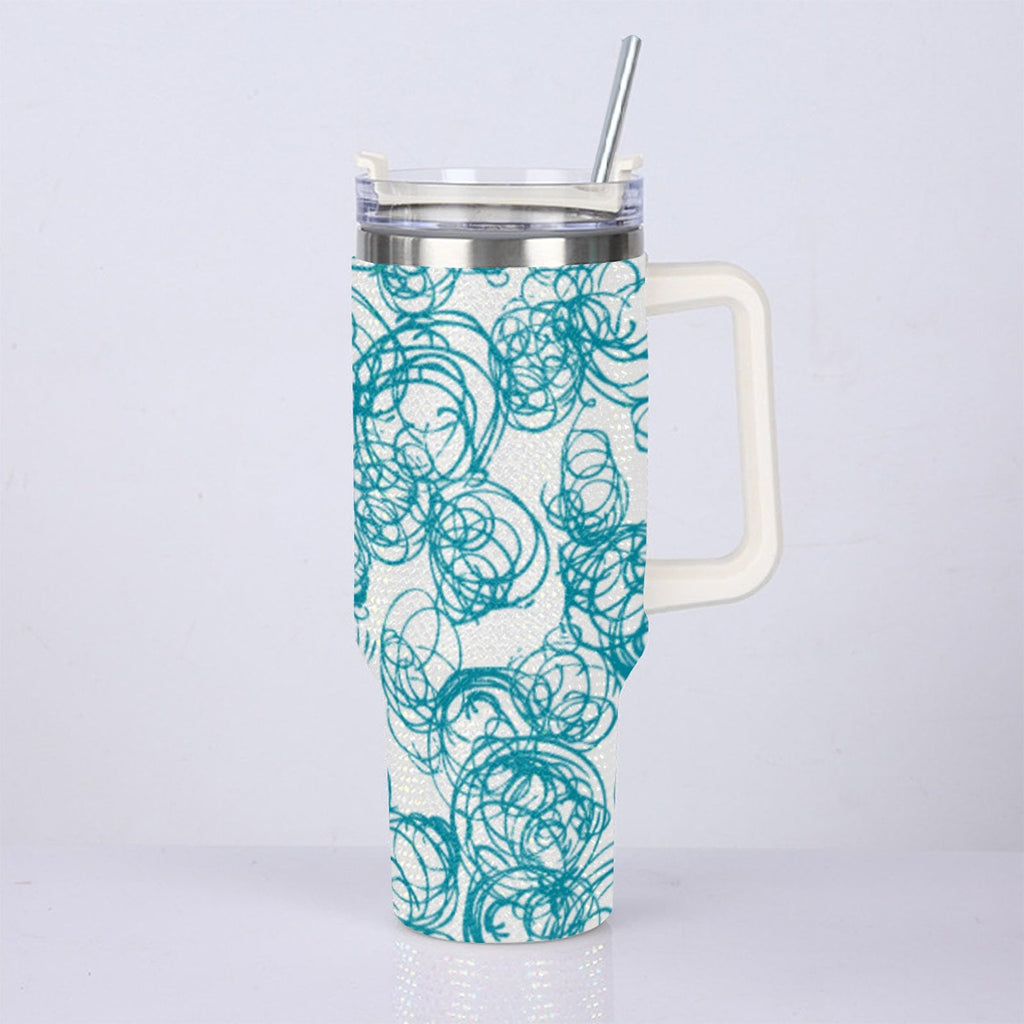 40oz Diamond Cup With Stainless Steel Straw