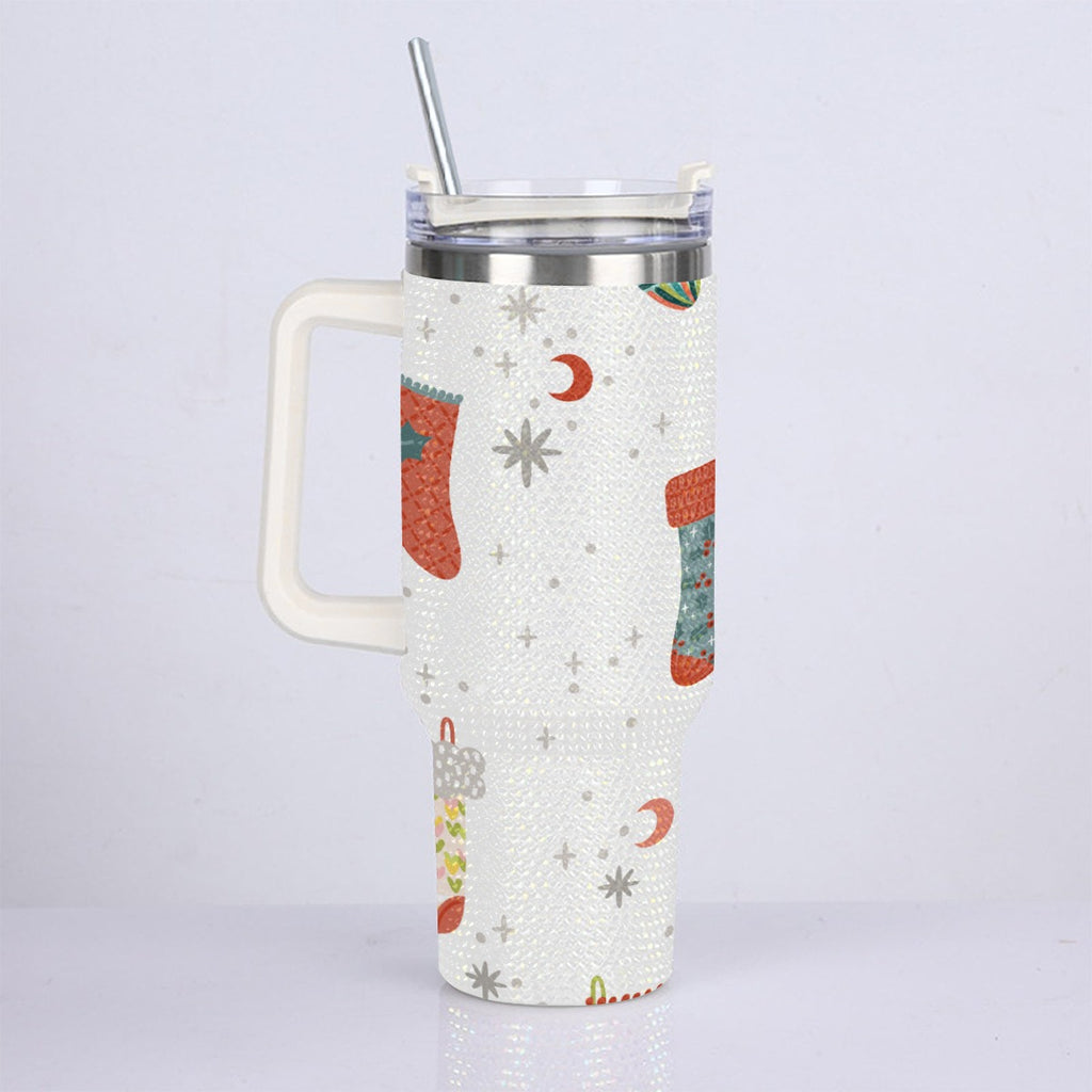 40oz Diamond Cup With Stainless Steel Straw