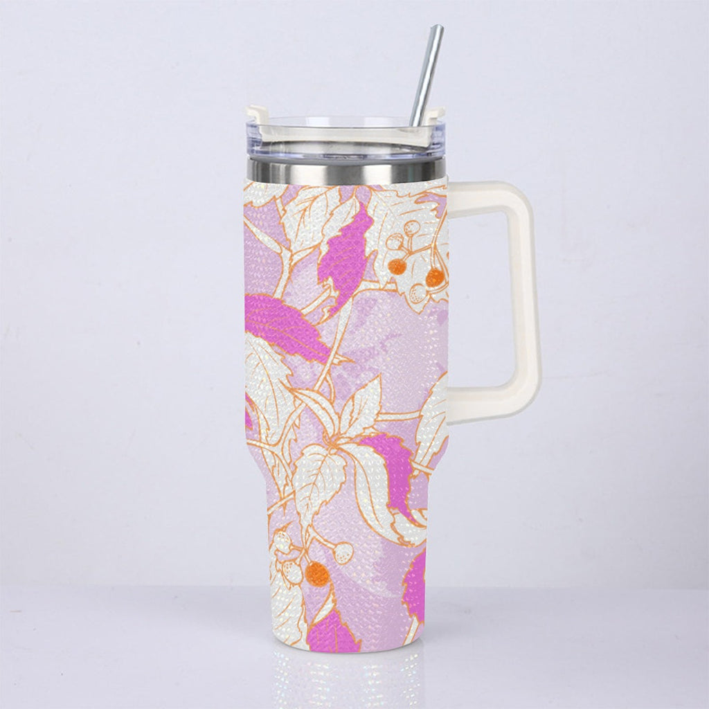 40oz Diamond Cup With Stainless Steel Straw