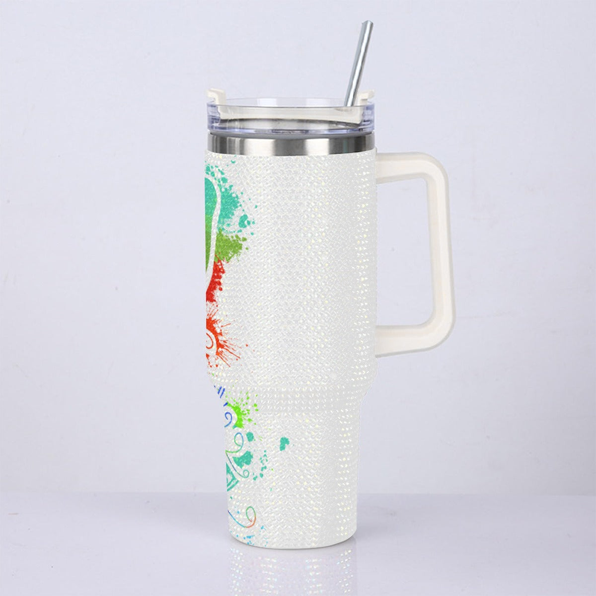 40oz Diamond Cup With Stainless Steel Straw