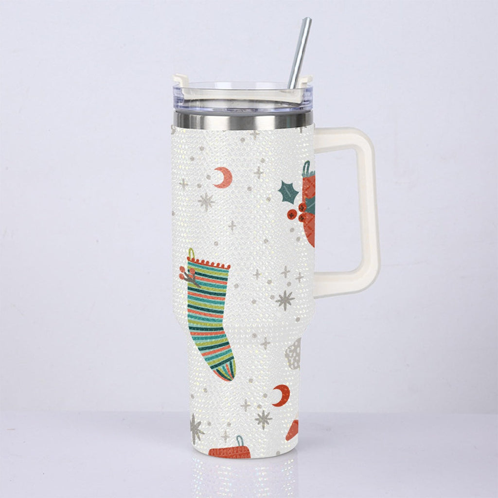 40oz Diamond Cup With Stainless Steel Straw