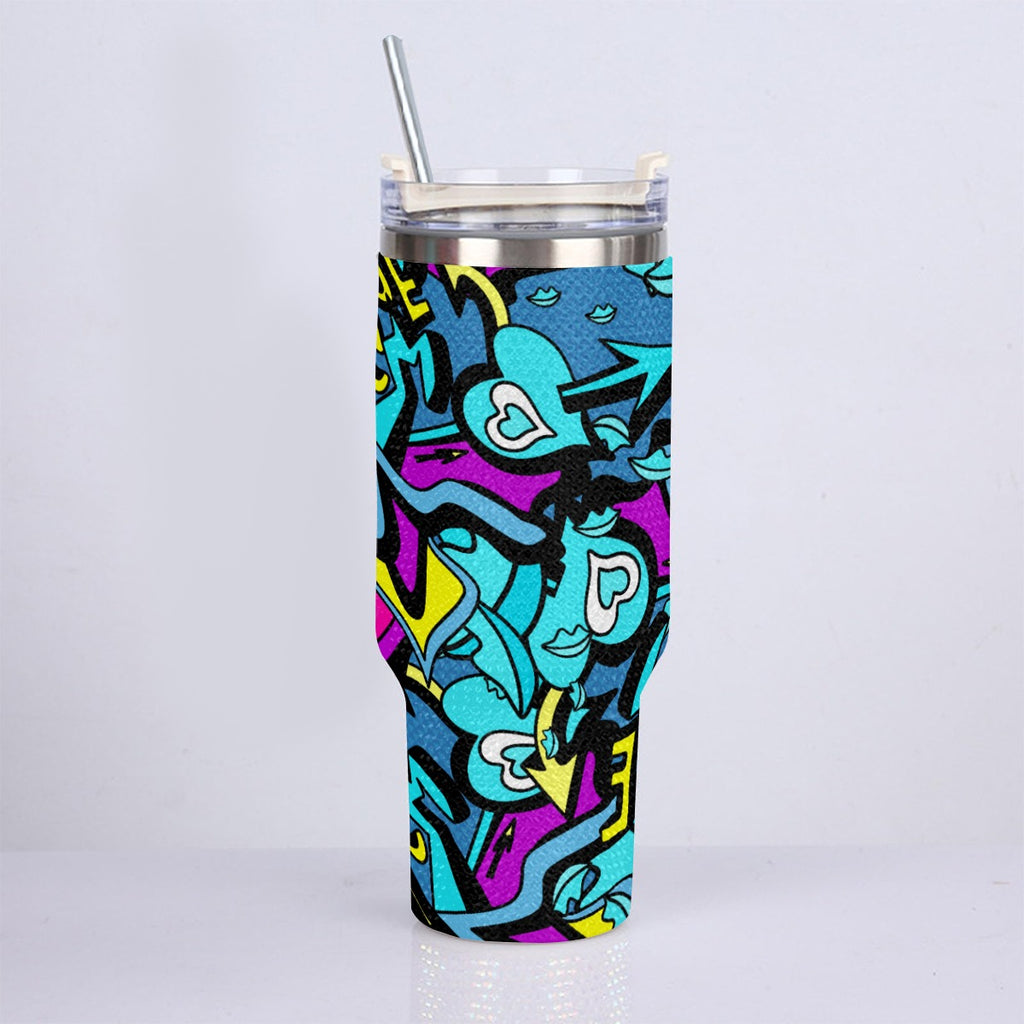 40oz Diamond Cup With Stainless Steel Straw