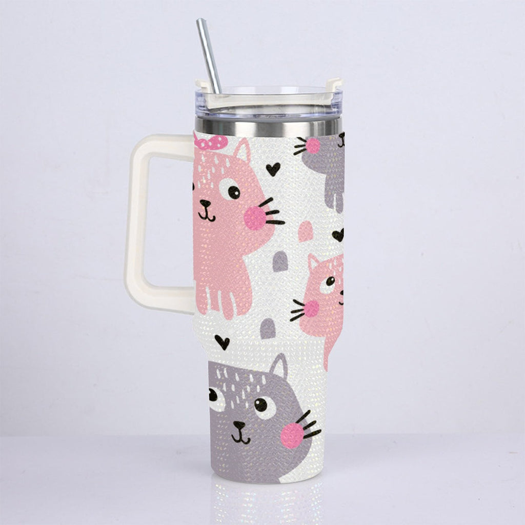 40oz Diamond Cup With Stainless Steel Straw