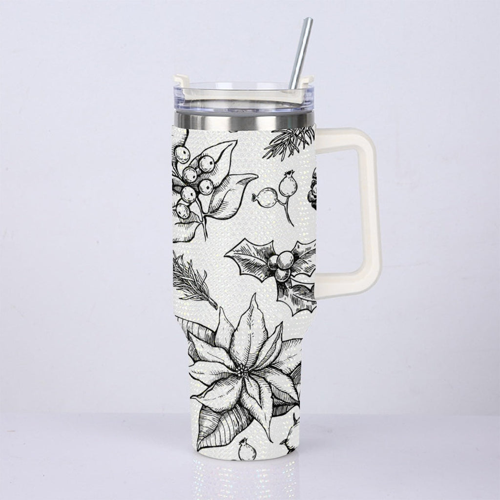 40oz Diamond Cup With Stainless Steel Straw