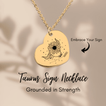 D'Sare Taurus Zodiac Sign Heart Necklace