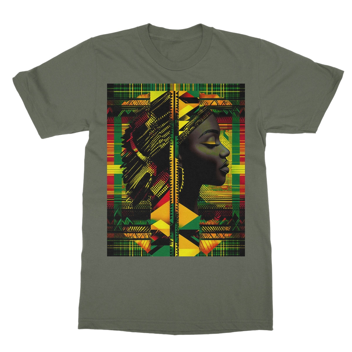 Abstract Red and Green Black Queen Fusion Softstyle T-Shirt