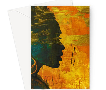 Golden Afrocentric Silhouette Greeting Card - D'Sare