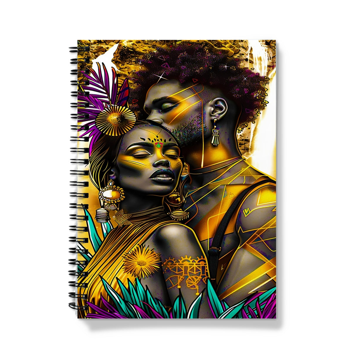 Golden Embrace Majestic Love Waterfall Notebook - D'Sare