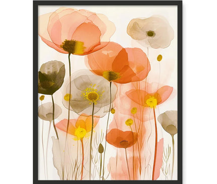 Poppy Echoes Golden Peach Escape  Framed Photo Tile - D'Sare