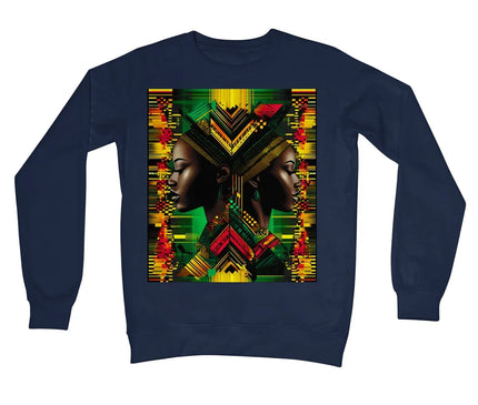 African Print Red Green Yellow Twin Energy  Crew Neck Sweatshirt - D'Sare