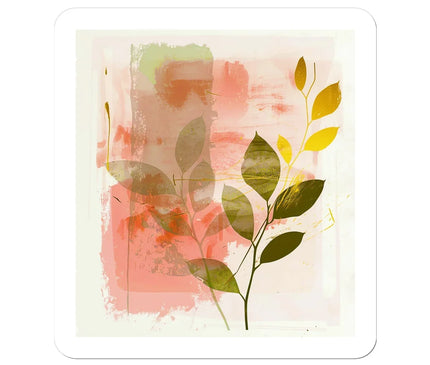 Peach Golden Leafy Escape 06 Eclectic Art Sticker - D'Sare