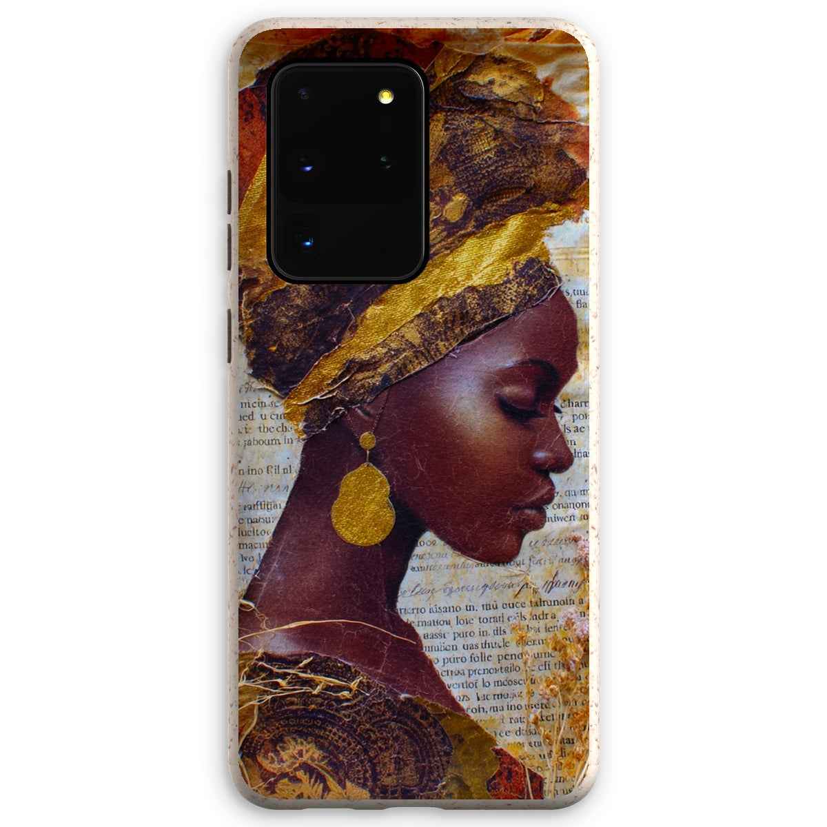 Eco Friendly Bioplastic Bamboo Fibre Phone Case With Gold Headwrap