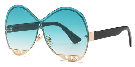 Gradual Color Runway Sunglasses Female Fashion Hollowed Out Five-Star Metal Trend Sunglasses
