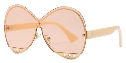 Gradual Color Runway Sunglasses Female Fashion Hollowed Out Five-Star Metal Trend Sunglasses