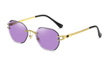 Frameless gold metal ladies sunglasses rimless gradient lens blue fashion sun glasses for men uv400 summer