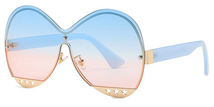Gradual Color Runway Sunglasses Female Fashion Hollowed Out Five-Star Metal Trend Sunglasses