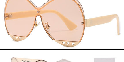 Gradual Color Runway Sunglasses Female Fashion Hollowed Out Five-Star Metal Trend Sunglasses