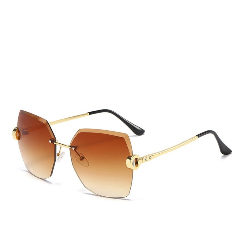 Chic Oversized Square Rimless Sunglasses for Women