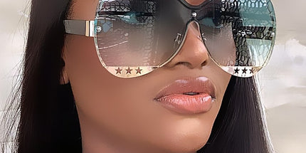 Gradual Color Runway Sunglasses Female Fashion Hollowed Out Five-Star Metal Trend Sunglasses
