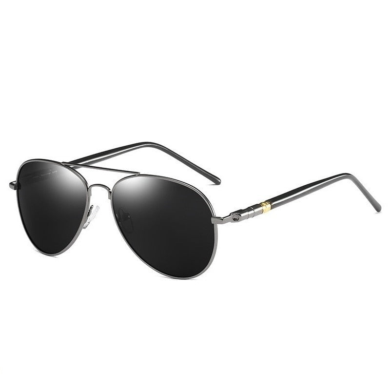 Vintage Black Pilot Polarized Sunglasses for Men & Women