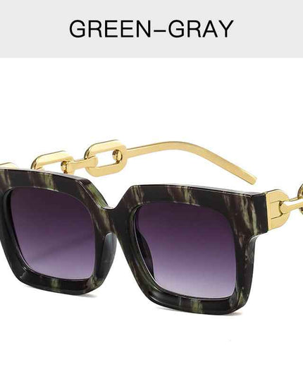 Fashion New Sunglasses Trend Personality Metal Chain Leg Glasses Retro Square Large Frame Net Red Sunglasses by eprolo