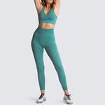 High Waist Peach Hip Seamless Knitted Vest Trousers Two-piece Set