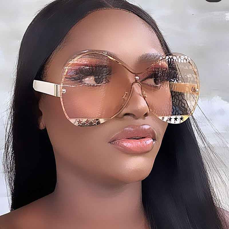 Gradual Color Runway Sunglasses Female Fashion Hollowed Out Five-Star Metal Trend Sunglasses by eprolo