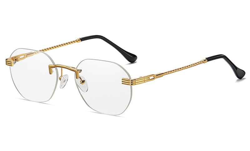 New frameless gold metal ladies sunglasses rimless gradient lens blue fashion sun glasses for men uv400 summer