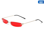 Small Orange Rimless Rectangle Sunglasses Tiny Narrow Frameless Tint Sun Glasses Shades