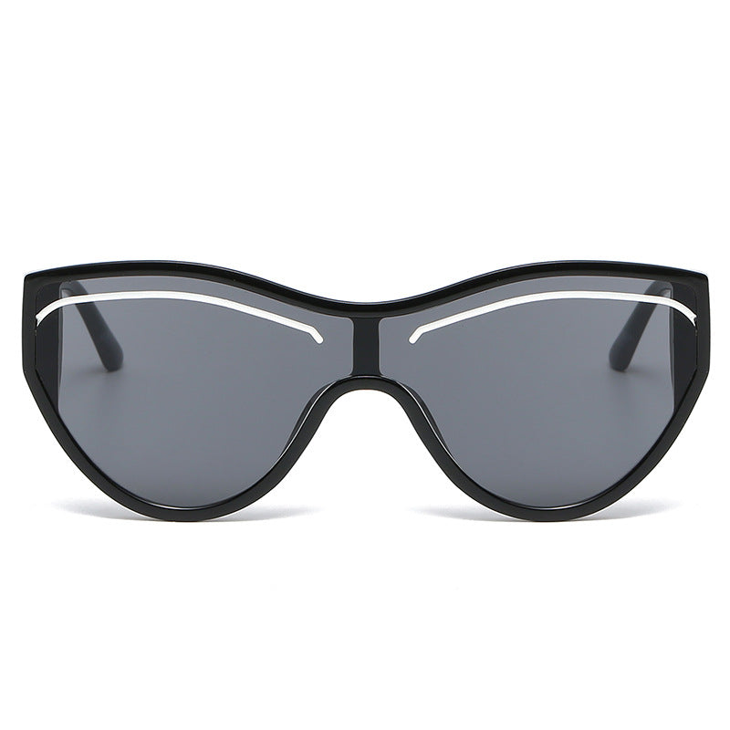 New Personality Cat Eye Sunglasses Female Trend Street Shot One-Piece Sunglasses Candy Color Eyebrow Glasses