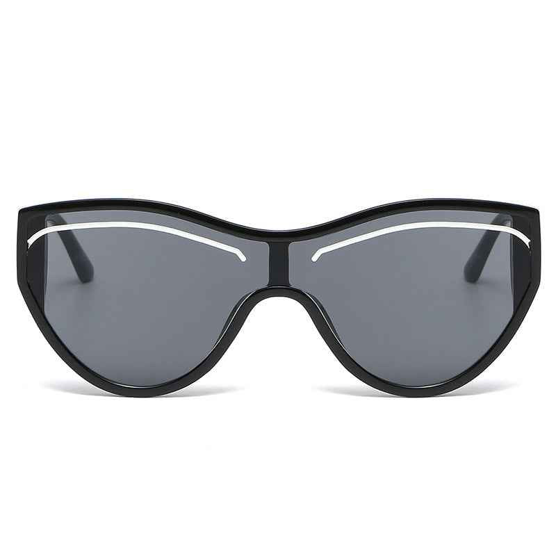 New Personality Cat Eye Sunglasses Female Trend Street Shot One-Piece Sunglasses Candy Color Eyebrow Glasses by eprolo