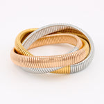 Tri-Layer Elegance - 18K Gold-Plated Stainless Steel Elastic Bracelet