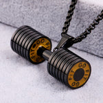 Ultimate Strength Fitness Dumbell Pendant - Men's Titanium Steel Dumbbell Barbell Necklace
