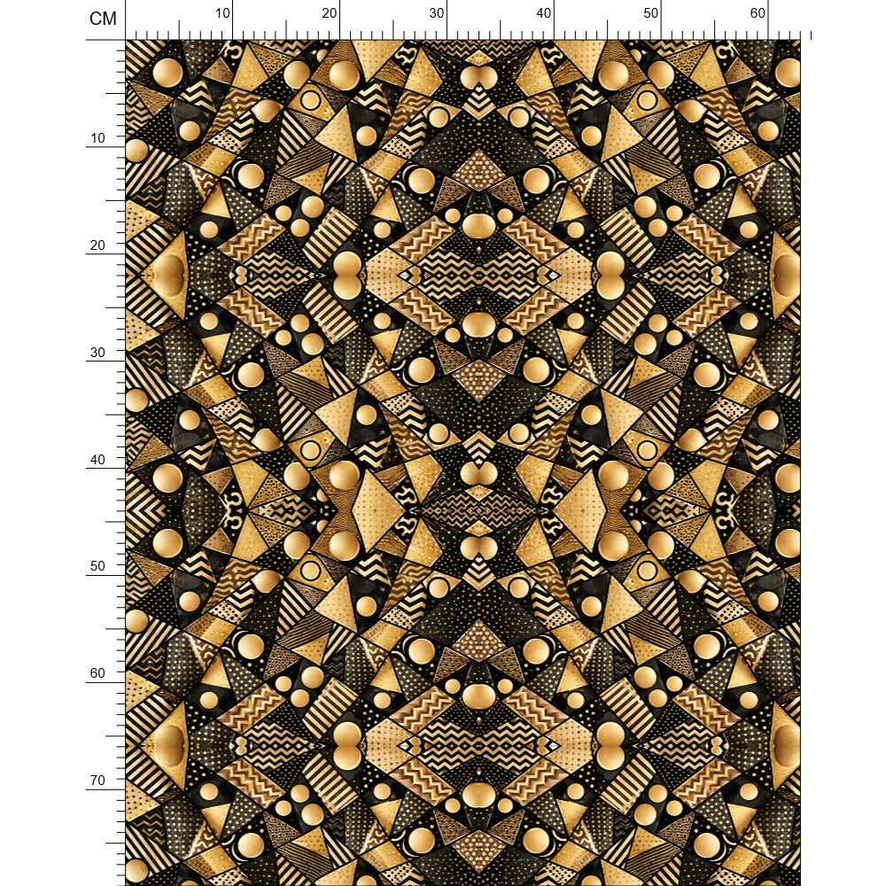 Gold and Black Repeat Pattern Fabric by Contrado