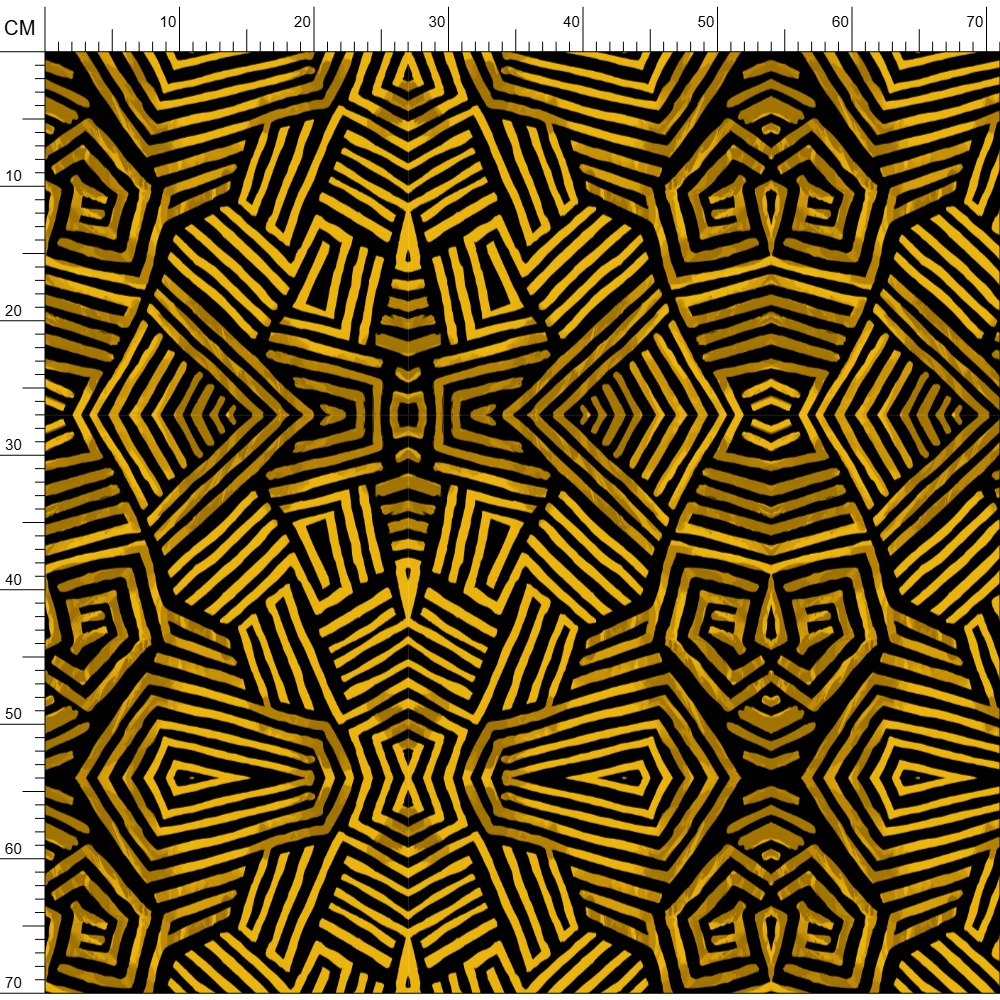 Obsidian Gold and Black Geometric Luxe Pattern Fabric