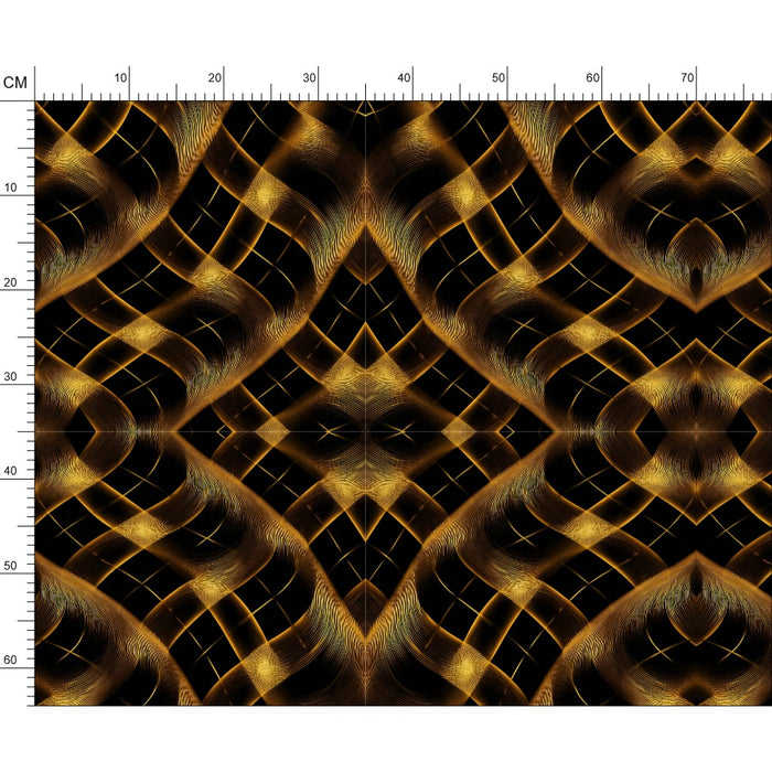 Triangle Gold and Black Repeat Pattern Fabric