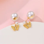 925 Silver Color Zircon Stars & Pearls Sea Shell Golden Earrings for Women