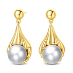 925 Silver Color Zircon Stars & Pearls Sea Shell Golden Earrings for Women