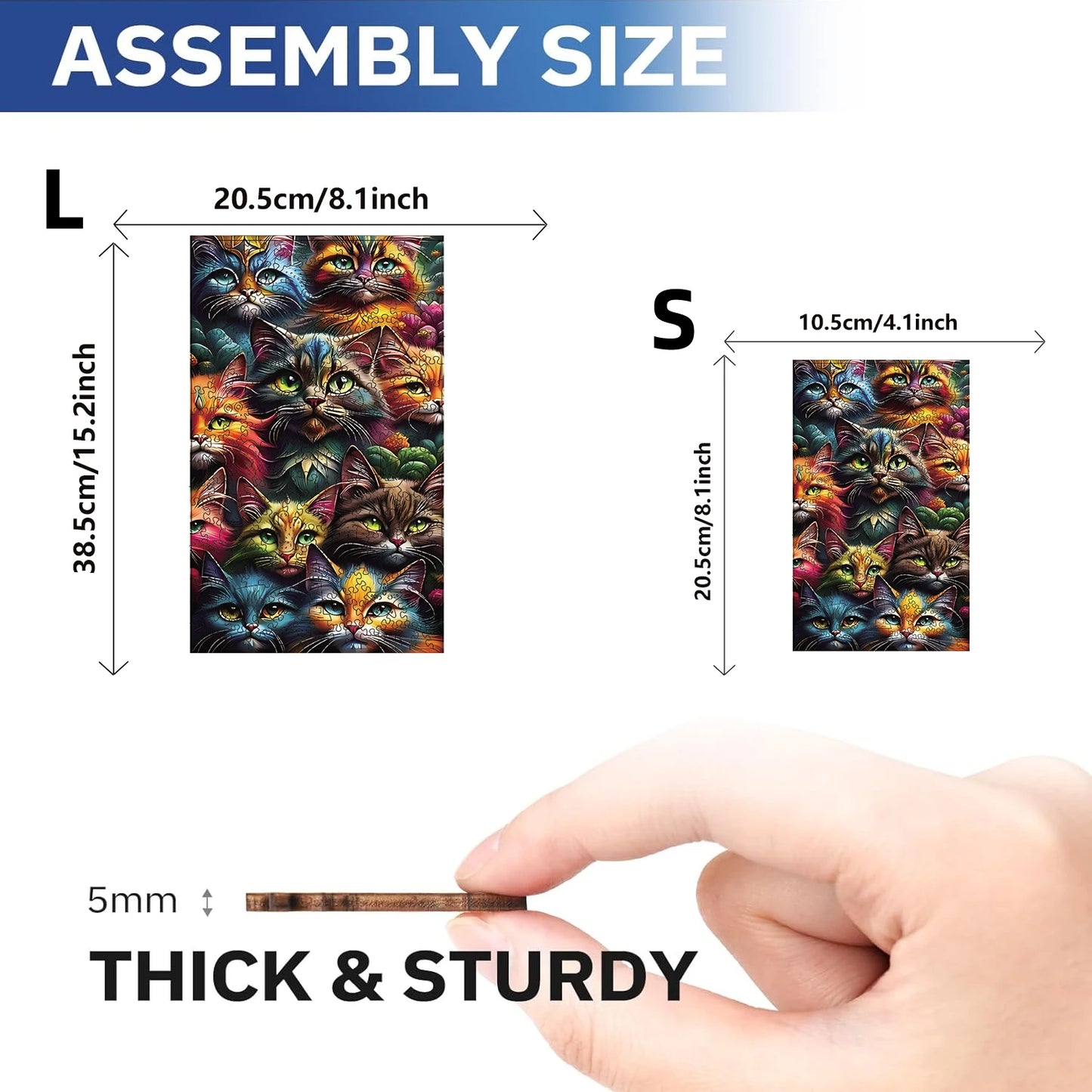 Cats Wooden Puzzle, Unique Shaped Pieces Wooden Jigsaw Puzzles for Adults, Ghristmas Gift Family Game Home Decor