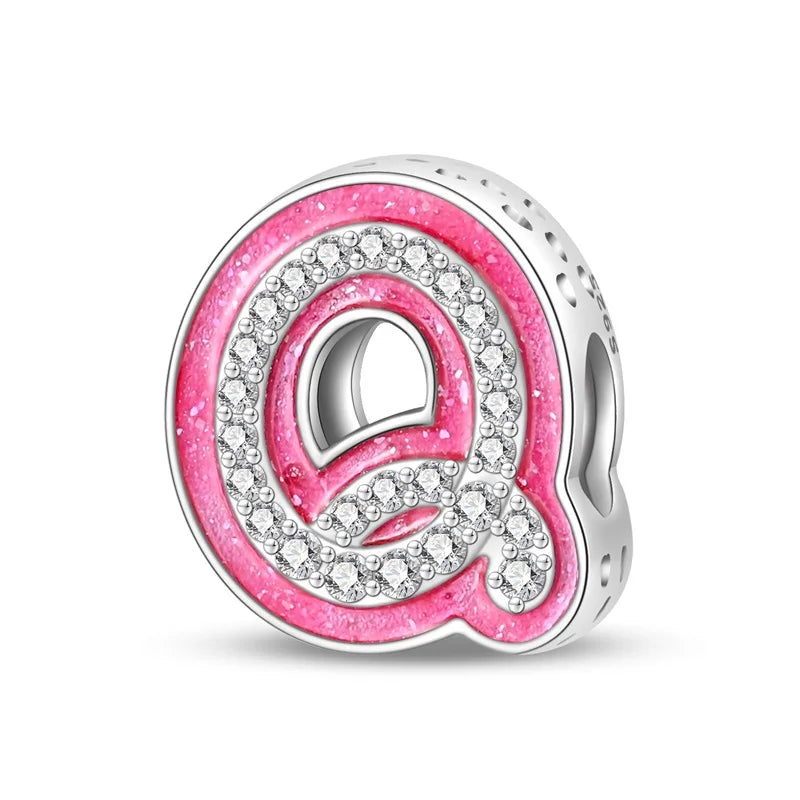 Pink Diamante Sweet 26 Letter Charm Personalized Beads