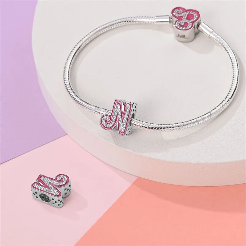 Pink Diamante Sweet 26 Letter Charm Personalized Beads