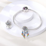 Fashion 925 Silver Color Feather Colorful Dreamcatcher Charms Bead Fit Pandora 925 Original Bracelets Exquisite DIY Jewelry Gift