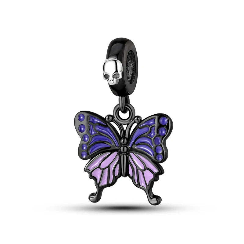 925 Silver Color Fantasy Flying Chameleon Dragon Butterfly Purple Charms Pendants Fit Pandora 925 Original Bracelets DIY Jewelry