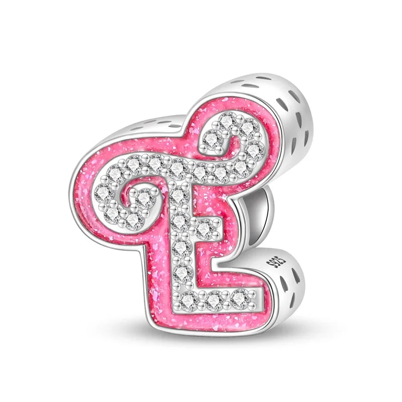 Pink Diamante Sweet 26 Letter Charm Personalized Beads