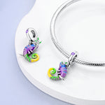 925 Silver Color Fantasy Flying Chameleon Dragon Butterfly Purple Charms Pendants Fit Pandora 925 Original Bracelets DIY Jewelry