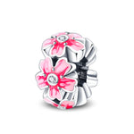 Spring 925 Silver Color Sakura Butterfly Flowers Charms Beads Fit Pandora 925 Original Bracelets Fine DIY Jewelry Birthday Gifts