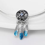 Fashion 925 Silver Color Feather Colorful Dreamcatcher Charms Bead Fit Pandora 925 Original Bracelets Exquisite DIY Jewelry Gift